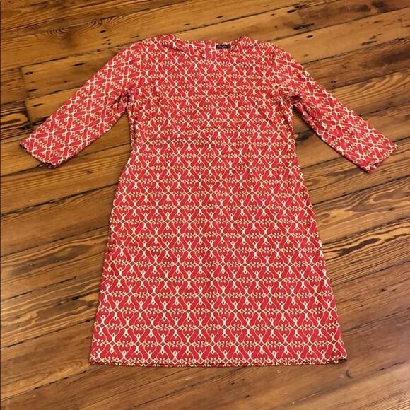 NWT J. McLaughlin XS Sophia Shift Dress Heartsong Scarf Print Red Gold - Picture 2 of 5